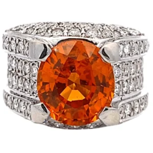 Pt/Pm900 スペサルティンガーネット ダイヤ 指輪 8.32ct