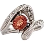 Pt/Pm900 パパラチアサファイア ダイヤ リング 1.341ct
