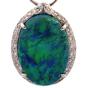 Pt/Pm900 ブラックオパール ダイヤ ネックレス/ペンダントトップ 13.64ct