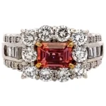 Pt900/K18 パパラチアサファイアみため ダイヤ リング 1.11ct