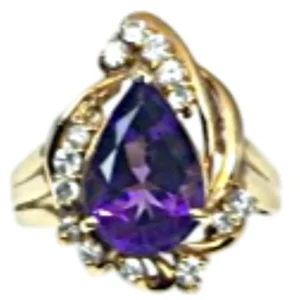 K18 アメジスト ダイヤ リング 0.35ct 4.8g