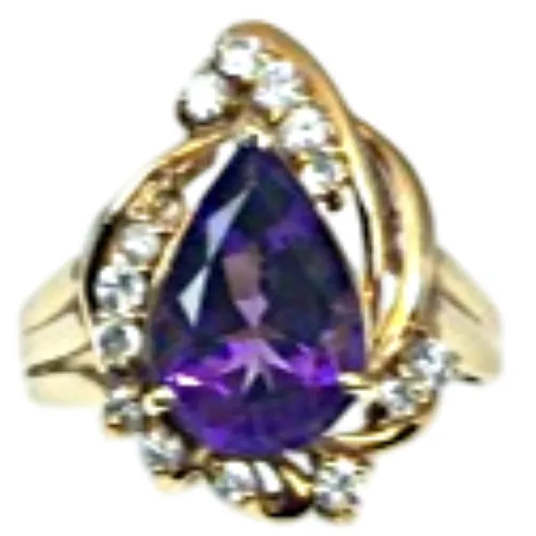 K18 アメジスト ダイヤ リング 0.35ct 4.8g