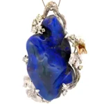 K18WG ブラックオパール ダイヤモンド ブローチ 95.71ct 1.34ct