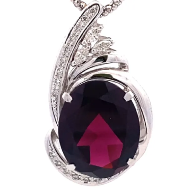 K18WG ガーネット ダイヤ ネックレス/ペンダントトップ 12.06ct