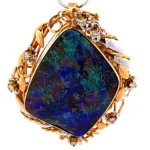 Pt900/K18 オパール ダイヤ ブローチ 35.2ct