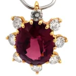 K18 ロードライトガーネット ダイヤ ネックレス/ペンダントトップ 7.63ct