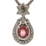 Pt900/K18WG マダガスカル産パパラチアサファイア ダイヤ ネックレス/ペンダントトップ 1.378ct