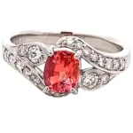 Pt/Pm900 パパラチアサファイア ダイヤ リング 0.84ct