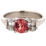 Pt/Pm900 パパラチアサファイア ダイヤモンド リング 1.023ct 0.37ct