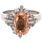 Pt/Pm900 パパラチアサファイア ダイヤモンド リング 2.57ct 0.52ct