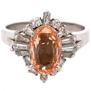 Pt/Pm900 パパラチアサファイア ダイヤモンド リング 2.57ct 0.52ct