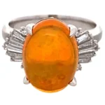 Pt/Pm900 ファイヤーオパール（火蛋白石）ダイヤ リング 5.35ct