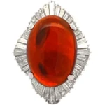 Pt/Pm900 ファイヤーオパール（火蛋白石）ダイヤ リング 10.19ct