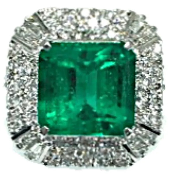 Pt/Pm900 コロンビア産 エメラルド ダイヤ リング 7.2ct