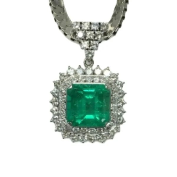 Pt850/Pt900 コロンビア産エメラルド・ダイヤモンド ネックレス 8.84ct