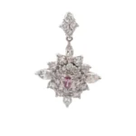 Pt･Pm900 ピンクダイヤモンド・ダイヤモンド ペンダントトップ 0.06 ct 0.9・0.15 ct