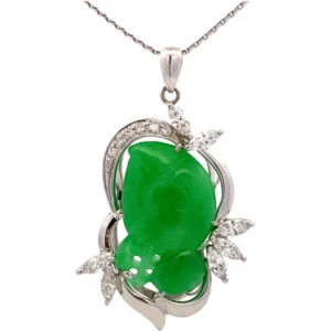 Pt850/Pt900 翡翠・ダイヤモンド 13.91・0.73ct