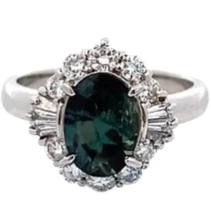 Pt･Pm900 ブラジル産アレキサンドライト・ダイヤモンド リング 1.894ct