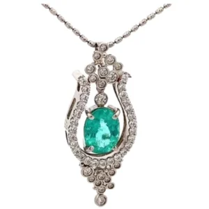 Pt850/Pt900 モザンビーク産パライバトルマリン・ダイヤ ネックレス/ペンダントトップ 3.08ct