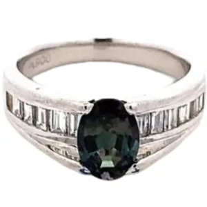 Pt･Pm900 ブラジル産アレキサンドライト・ダイヤリング 1.31ct