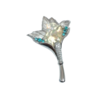 Pt･Pm900 オパール・パライバトルマリン・ダイヤモンド ブローチ 4.349ct 0.335・0.374ct