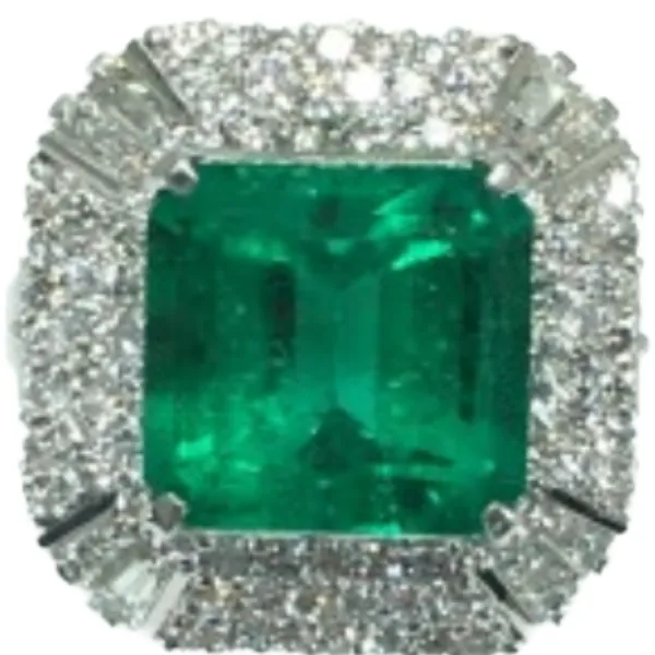 Pt･Pm900 コロンビア産エメラルド・ダイヤモンド リング E7.2ct D1.7ct