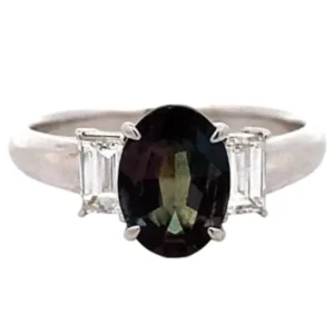 Pt･Pm900 ブラジル産アレキサンドライト・ダイヤリング 1.74ct