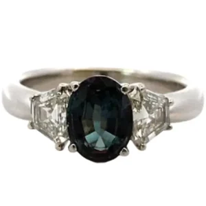 Pt･Pm900 ブラジル産アレキサンドライト・ダイヤリング 1.46ct