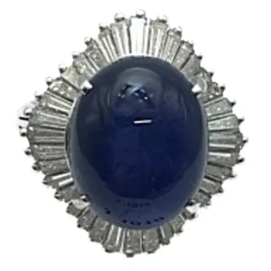 Pt900 スターサファイア・ダイヤモンド リング 16.28 ct 1.32 ct