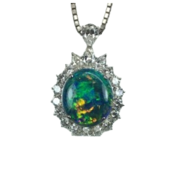 Pt850Pt900 ブラックオパール・ダイヤモンド ネックレスペンダントトップ BO5.02 ct D2.02 ct