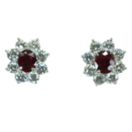 Pt･Pm900 タイ産ルビー・ダイヤ ピアス/イヤリング 0.95・0.95 ct
