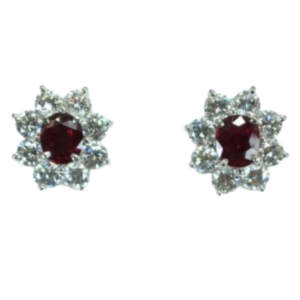 Pt･Pm900 タイ産ルビー・ダイヤ ピアス/イヤリング 0.95・0.95 ct