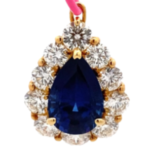 K18 スリランカ産ブルーサファイア ダイヤモンド ペンダントトップ 4.6ct 2.6ct