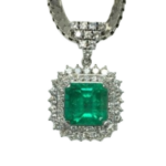 Pt850Pt900 コロンビア産エメラルド・ダイヤモンド ネックレスペンダントトップ 8.84 ct 3.11 ct