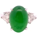 Pt･Pm900 翡翠・ダイヤモンド リング D0.66ct