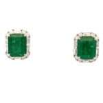 K18 エメラルド・ダイヤモンド ピアス/イヤリング E7.35・D1.07ct