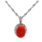 Pt900/Pt850 サンゴ ダイヤモンド ネックレス 0.95ct