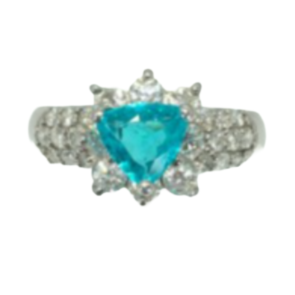 Pt･Pm900 ブラジル産パライバトルマリン・ダイヤモンド リング 0.88 ct D1.28 ct