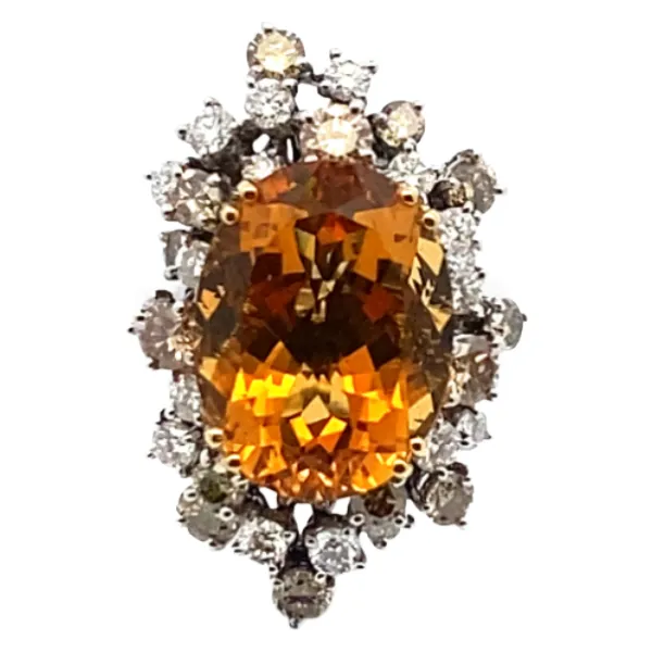 K18 シトリン・ダイヤモンド リング D1.13・BRD1.71ct