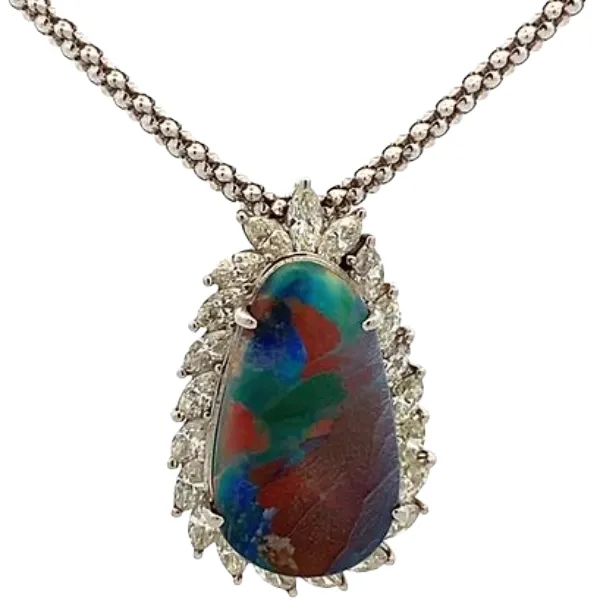 Pt900 K18WG ブラックオパール・ダイヤモンド 5.15・1.49ct