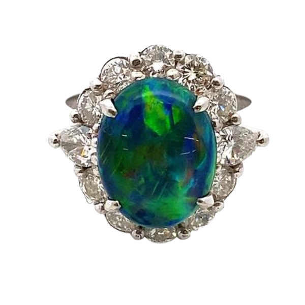 Pt･Pm900 ブラックオパール・ダイヤモンド 3.06・D1.40ct