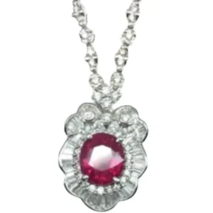 Pt･Pm900 ルビー・ダイヤモンド ネックレス/ペンダントトップ R4.7 ct D4.2 ct
