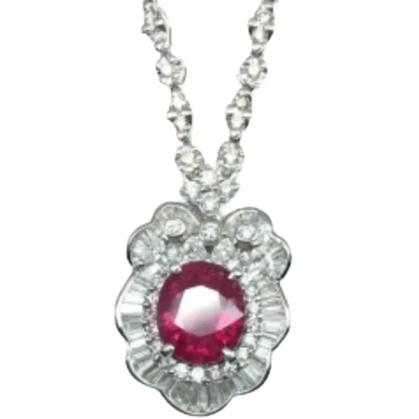 Pt･Pm900 ルビー・ダイヤモンド ネックレス/ペンダントトップ R4.7 ct D4.2 ct