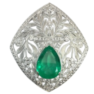 Pt･Pm900 コロンビア産エメラルド・ダイヤ ブローチ E15.77 ct D1.363 ct