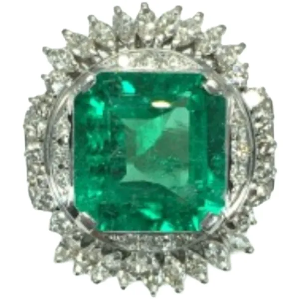 Pt･Pm900 コロンビア産エメラルド・ダイヤモンド リング 9.93 ct D1.52 ct