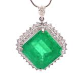 Pt･Pm900 コロンビア産エメラルド ダイヤモンド ペンダントトップ 17.29ct 1.94ct
