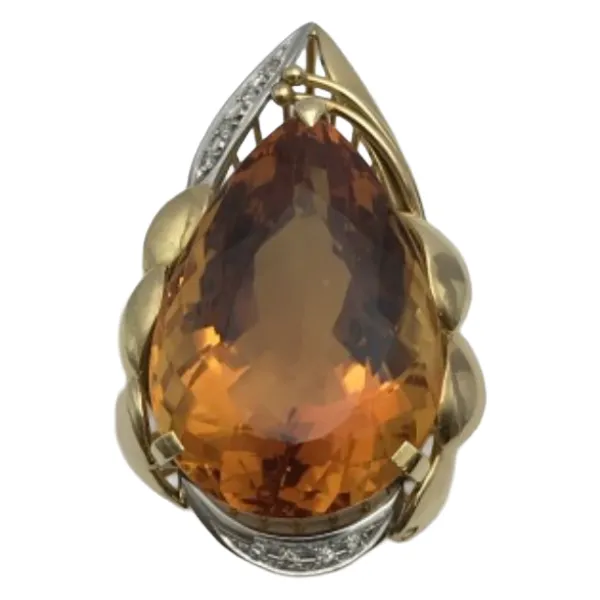 K18 シトリン・ダイヤモンド ネックレス/ペンダントトップ 41.05 ct 0.11 ct