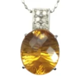 K18WG シトリン・ダイヤモンド ネックレス/ペンダントトップ 6.17 ct D0.16 ct