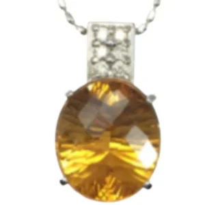 K18WG シトリン・ダイヤモンド ネックレスペンダントトップ 6.17 ct D0.16 ct