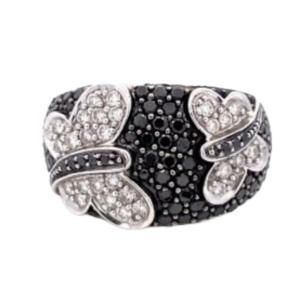K18WG ダイヤ・ブラックダイヤモンド リング D1.25 ct